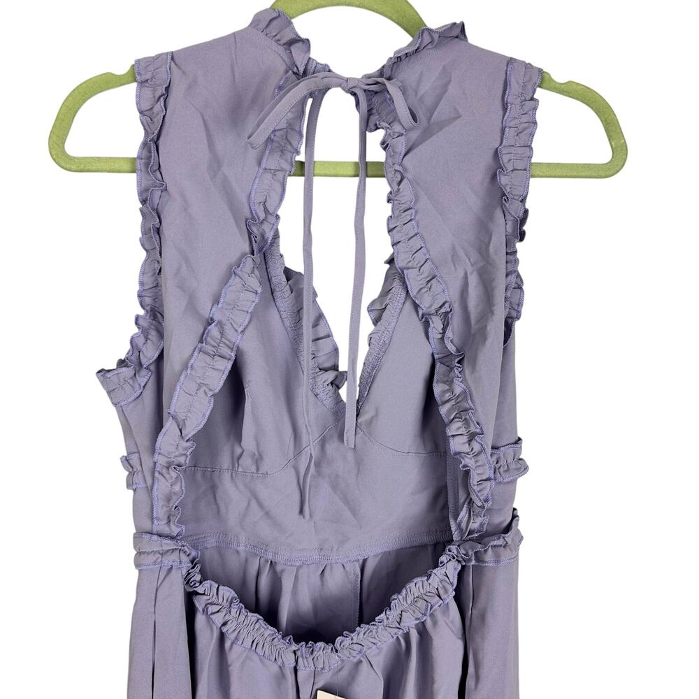 Cupshe Lavender Sleeveless V-Neck Ruffle Hem Romper Large NWT Festival Vacation - Picture 7 of 12